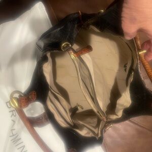 Brahmin Black and Tan Leather Tote
